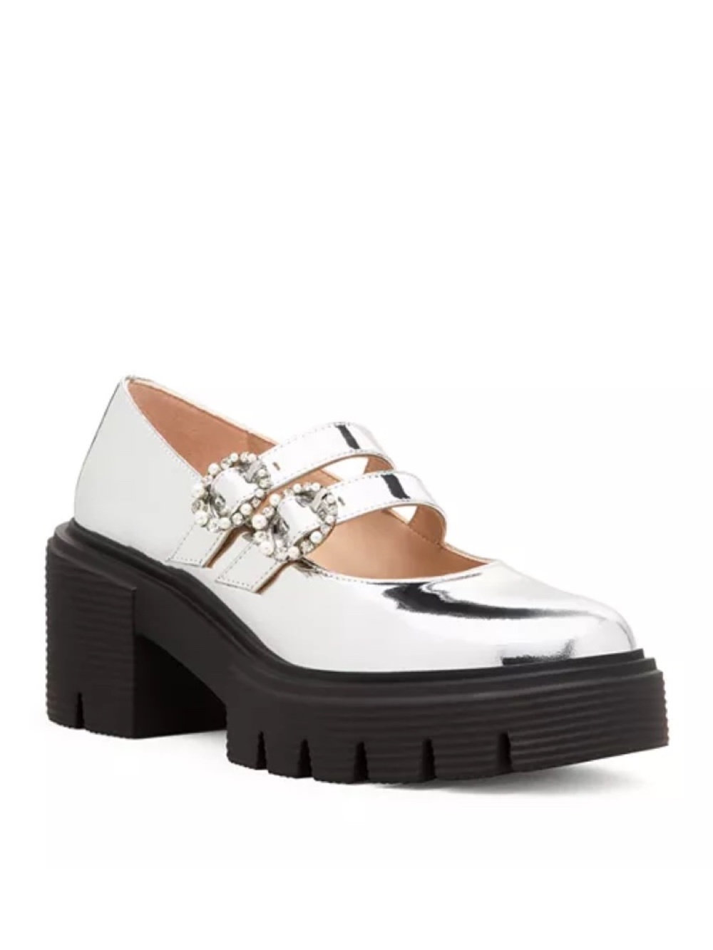 New Stuart Weitzman Soho Leighton Mary Jane Pump Silver Sz 9